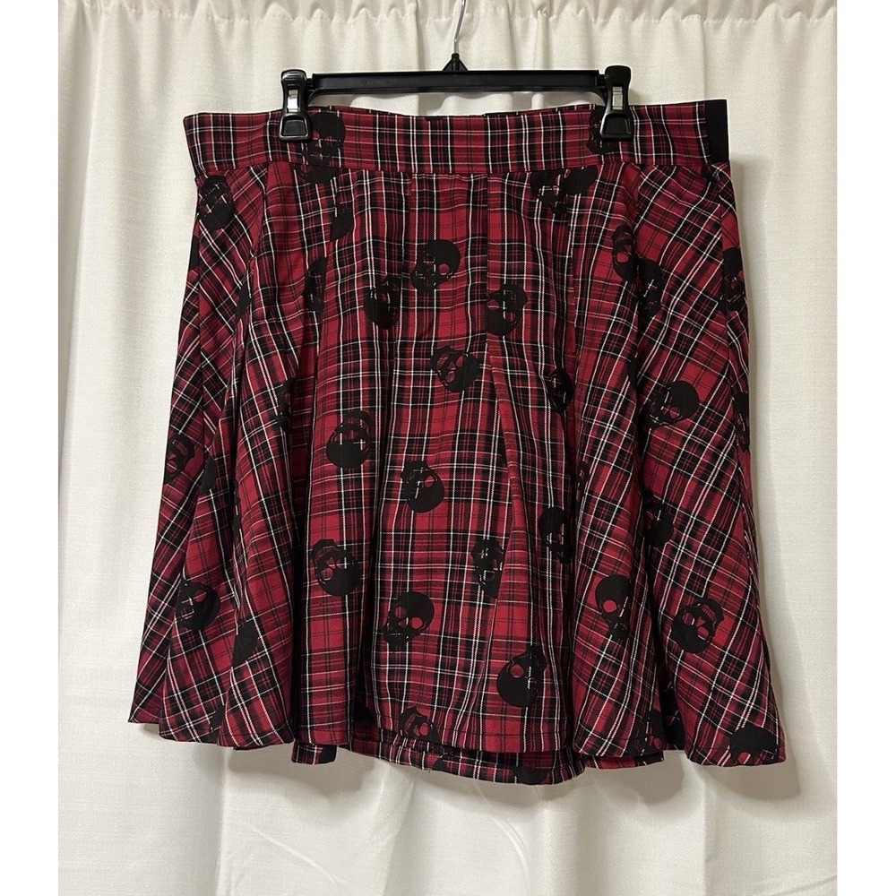 Torrid Women Skirt 1 Red Plaid Skull Pleated Indie Sleaze Grunge Goth Y2K
